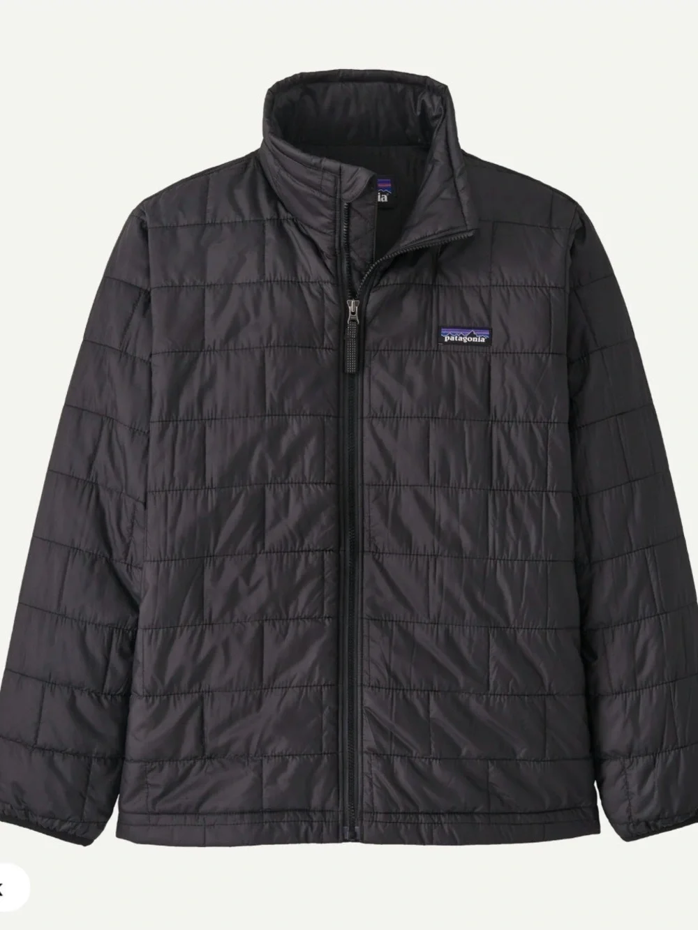 Patagonia Kids' Small Black Nano Puff® Brick Quilt Jacket warm, windproof and wa